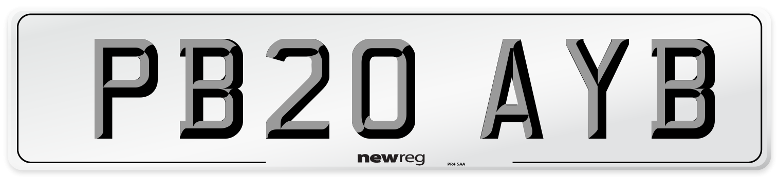 PB20 AYB Number Plate from New Reg